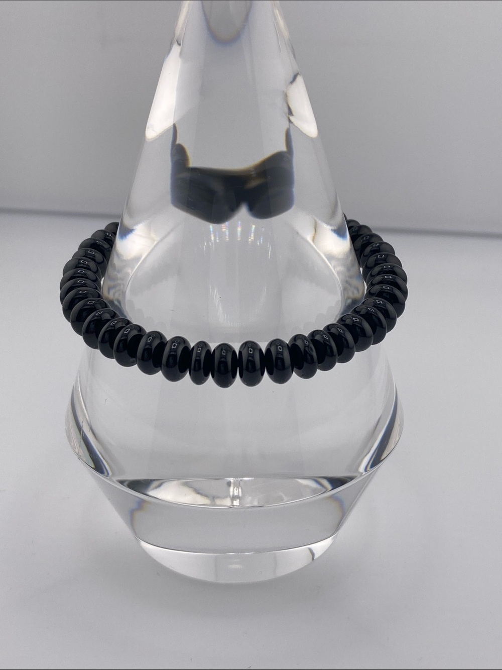 Genuine Black Jadeite Bracelet - Natural Midnight Black Abacus Beads